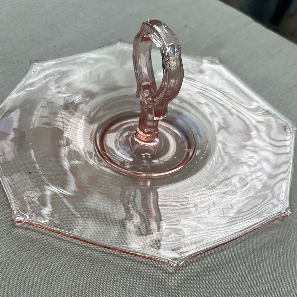 Elegant Pink Glass Serving Tray